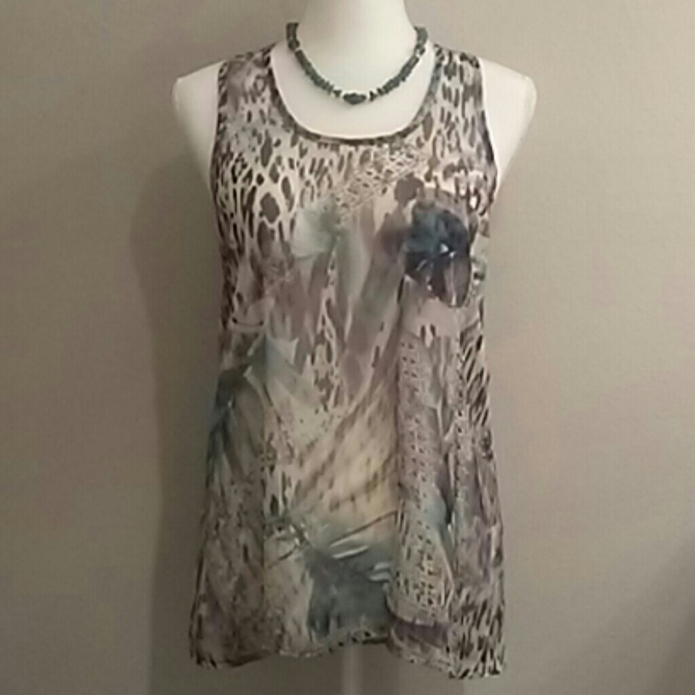 Turquoise and Grey Tank top